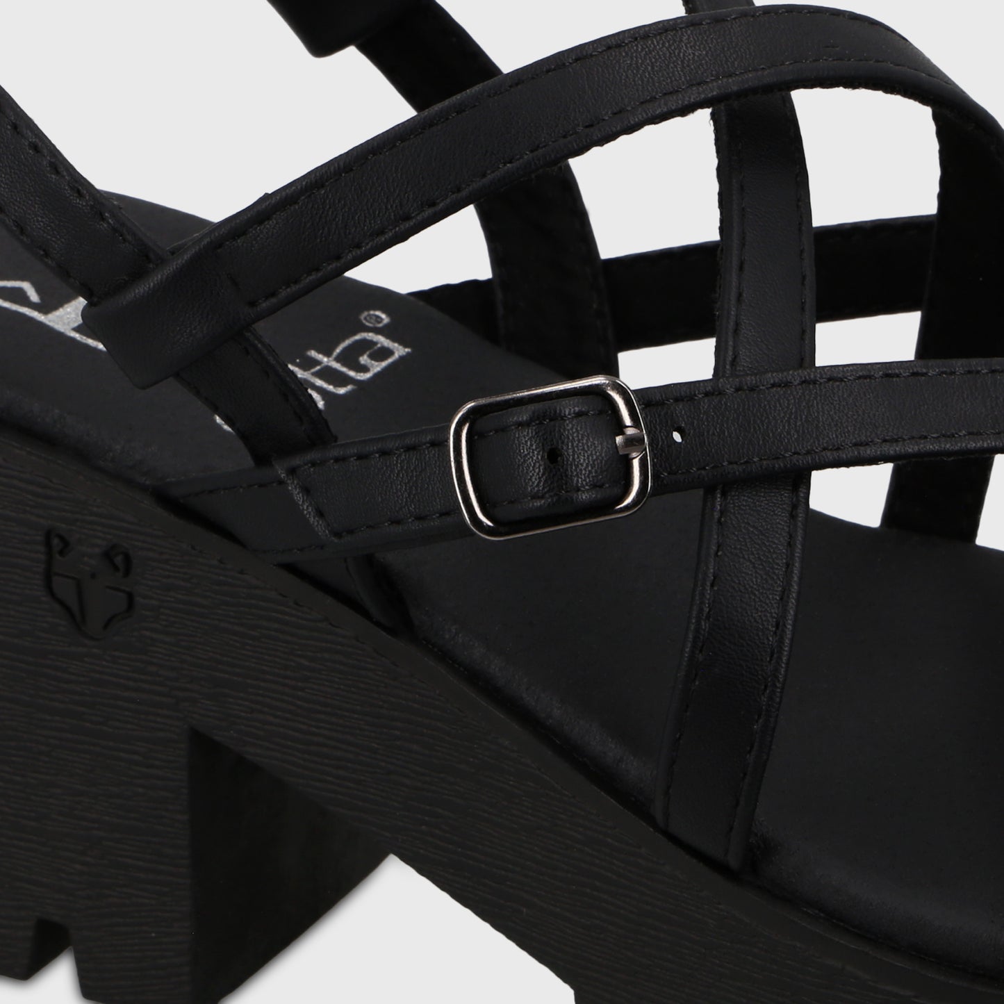 Sandalia Plataforma Negra Mujer 43024