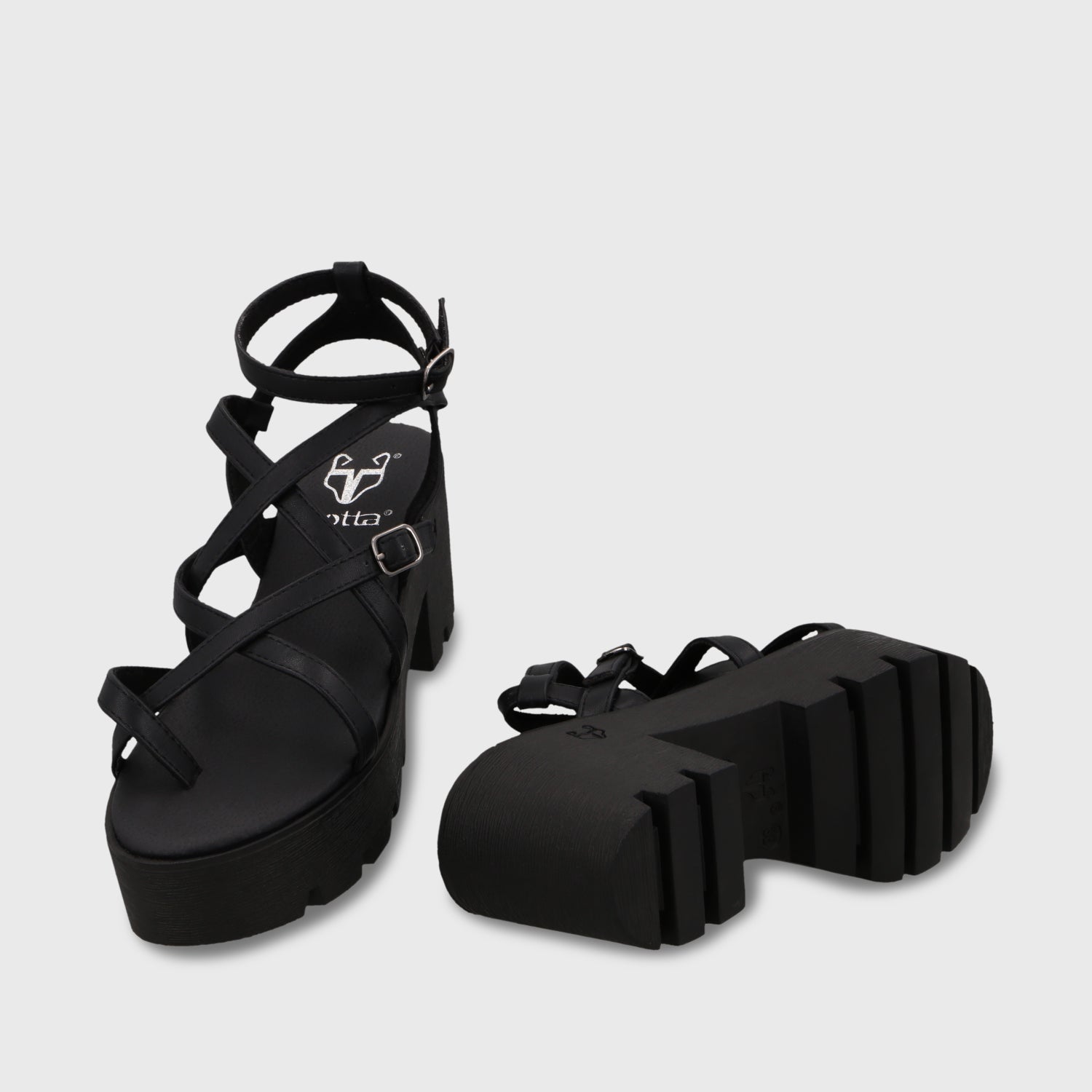 Sandalia Plataforma Negra Mujer 43024