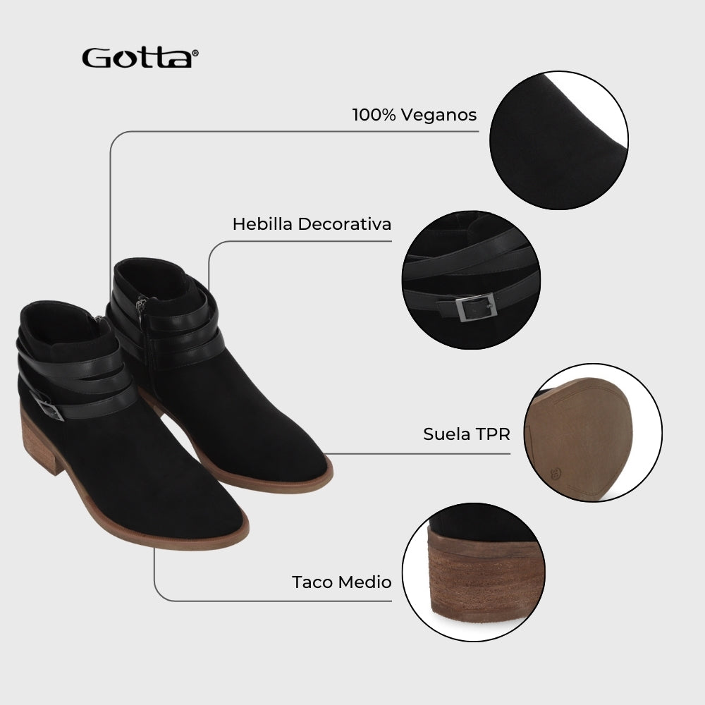 Botin Taco Negro Mujer 43109