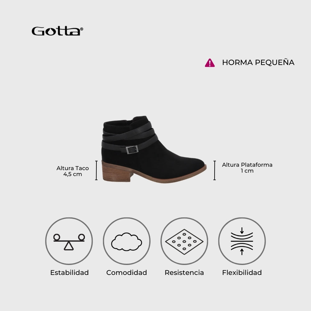 Botin Taco Negro Mujer 43109