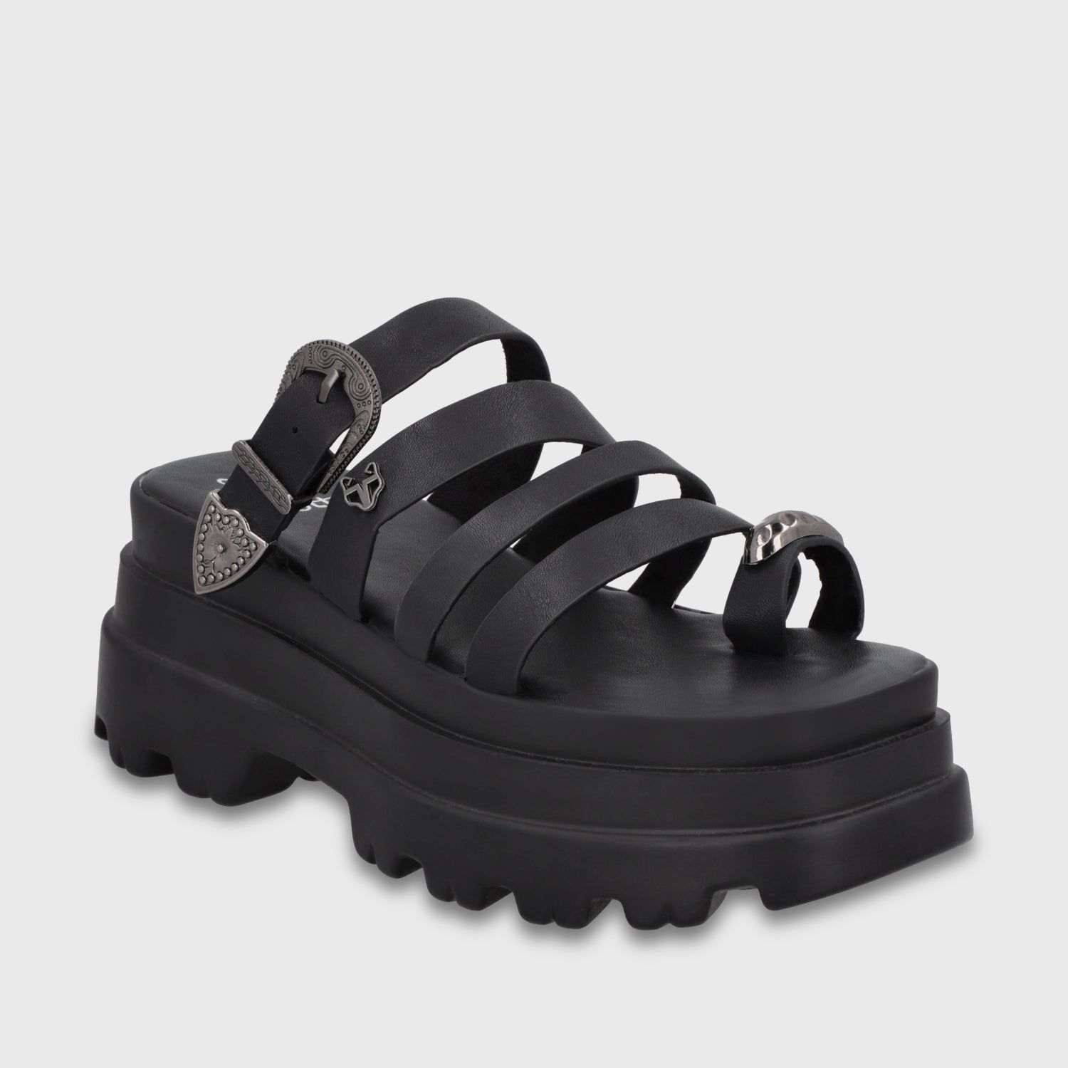 Sandalia Plataforma Negra Mujer 45732