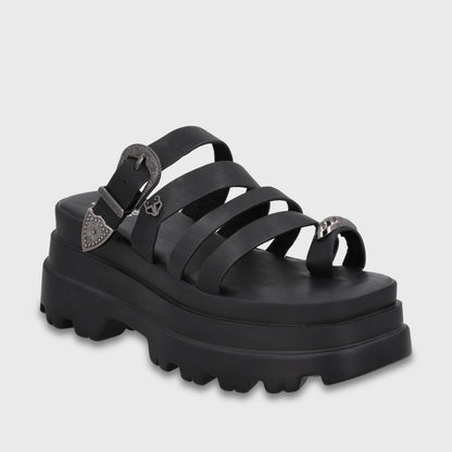 Sandalia Plataforma Negra Mujer 45732