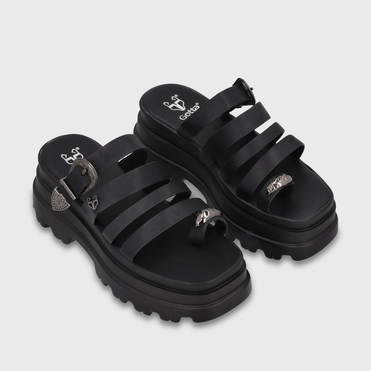 Sandalia Plataforma Negra Mujer 45732