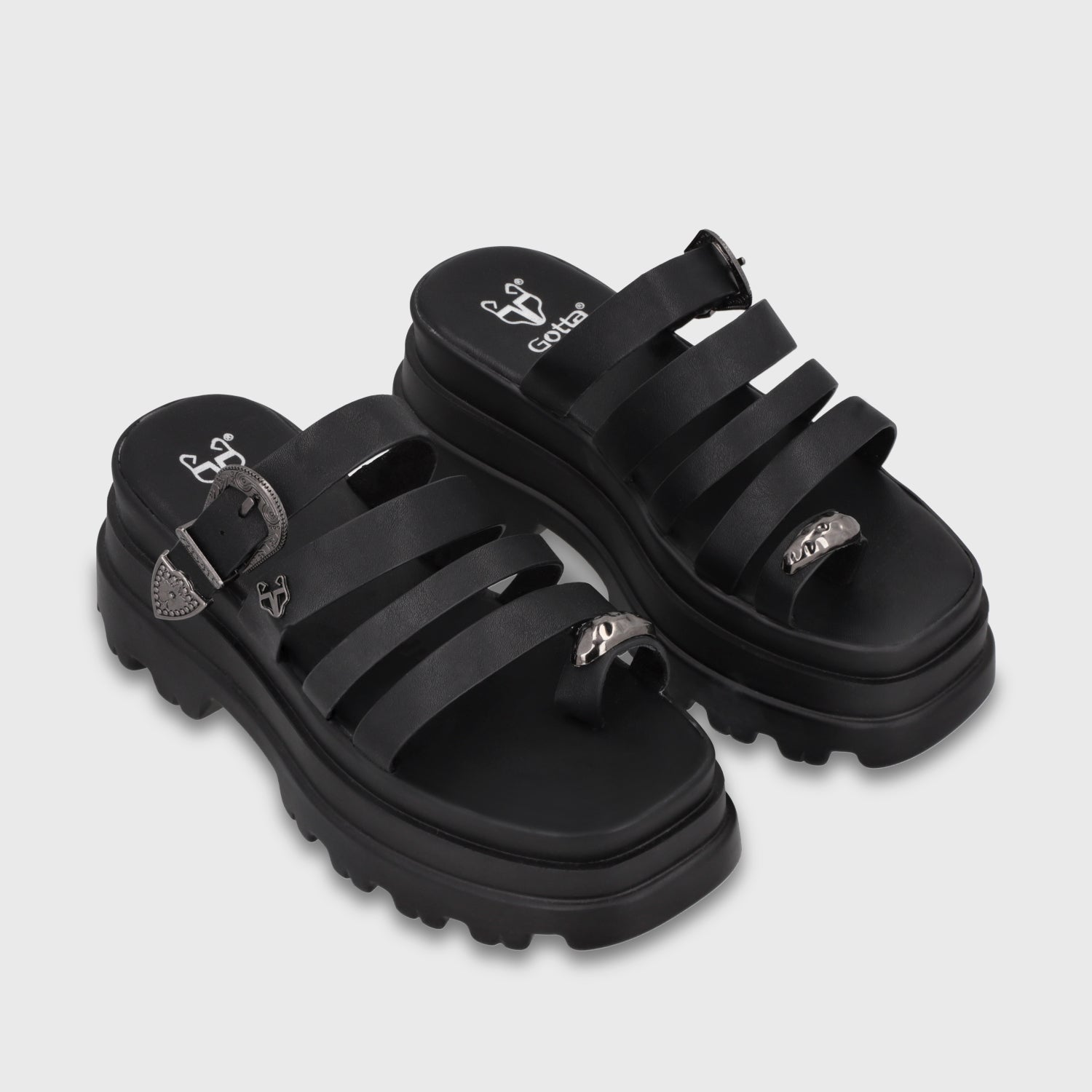 Sandalia Plataforma Negra Mujer 45732