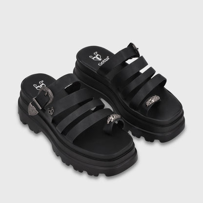 Sandalia Plataforma Negra Mujer 45732