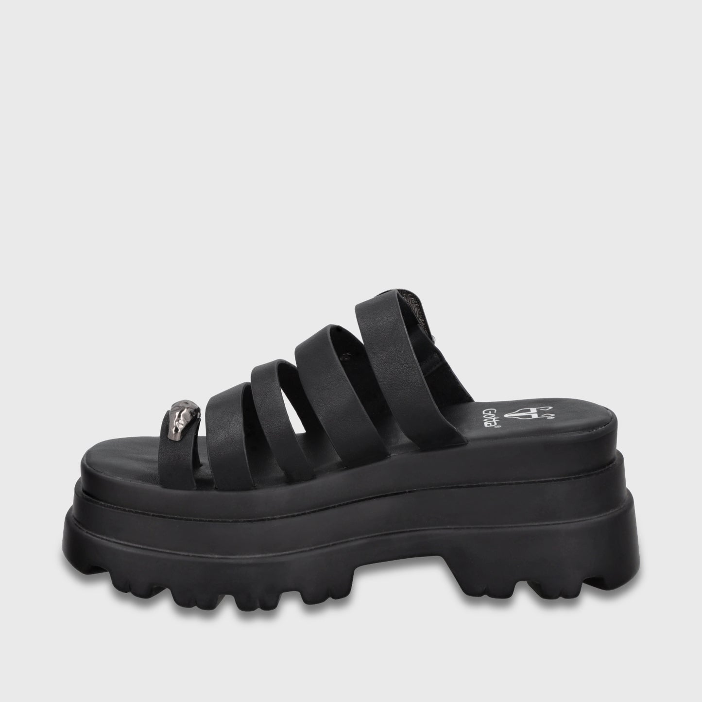 Sandalia Plataforma Negra Mujer 45732