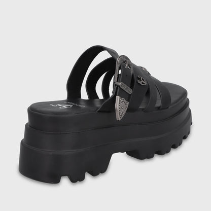 Sandalia Plataforma Negra Mujer 45732