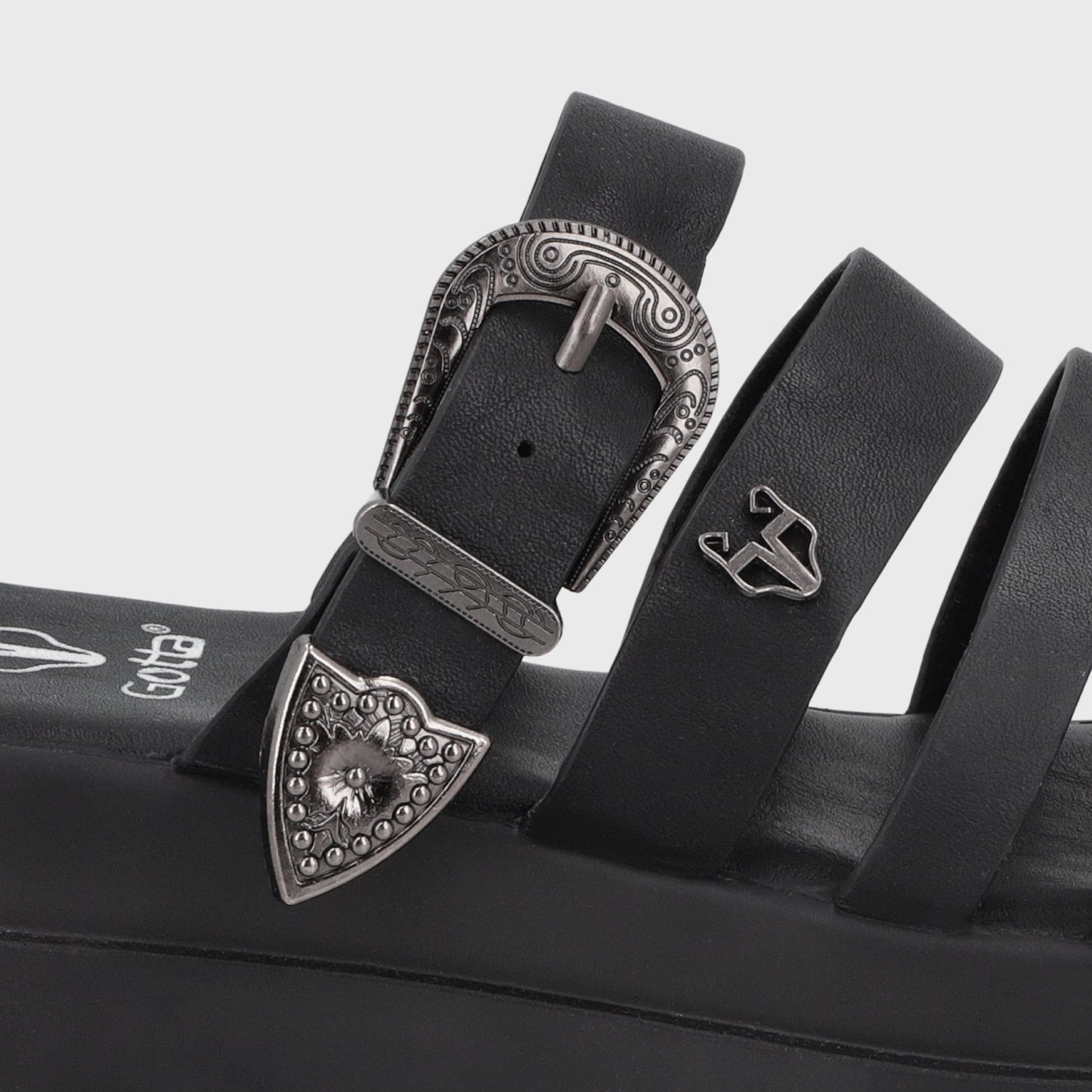 Sandalia Plataforma Negra Mujer 45732