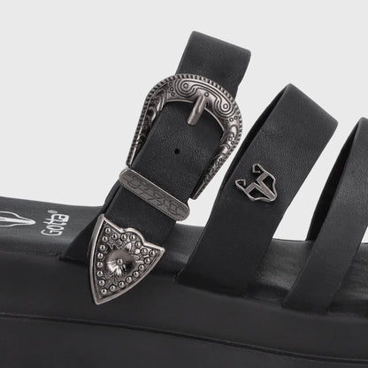 Sandalia Plataforma Negra Mujer 45732