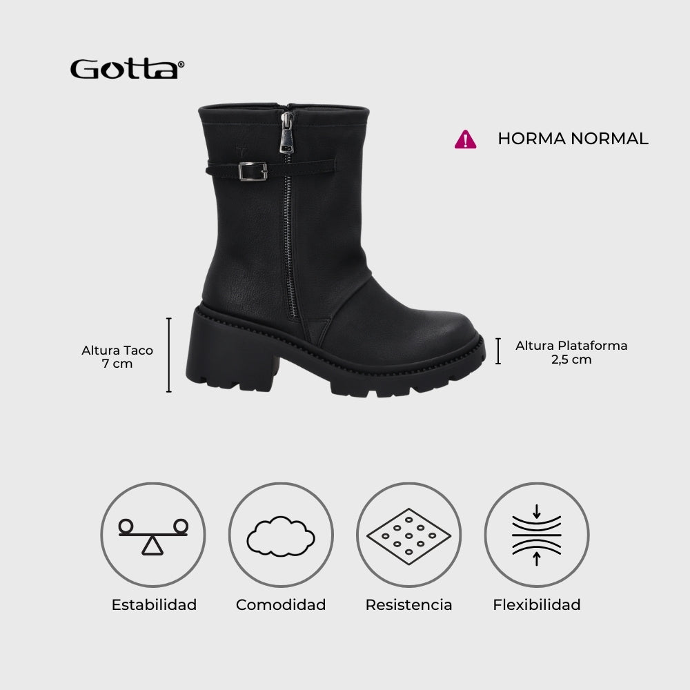 Botin Taco Negro Mujer 45747
