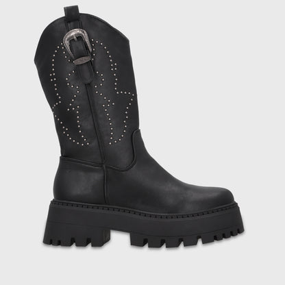 Bota Plataforma Negra Mujer 4580701