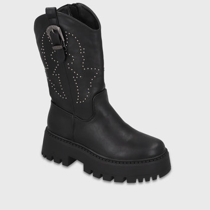 Bota Plataforma Negra Mujer 4580701