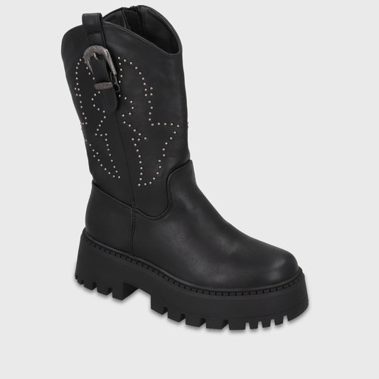 Bota Plataforma Negra Mujer 4580701