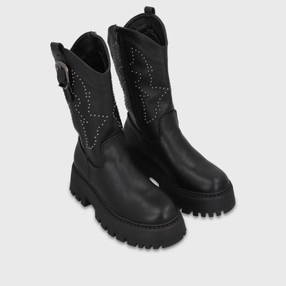Bota Plataforma Negra Mujer 4580701