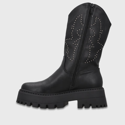 Bota Plataforma Negra Mujer 4580701