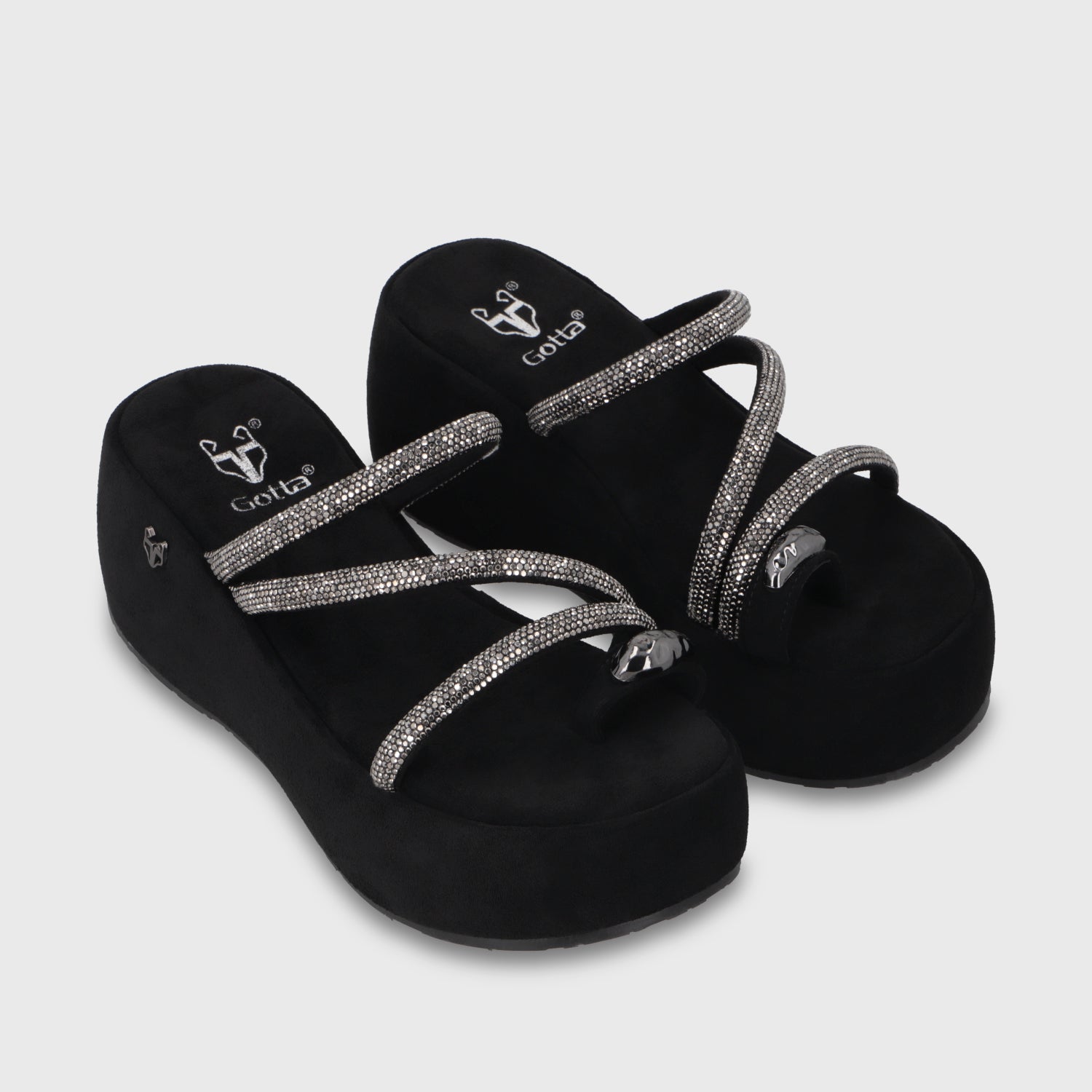 Sandalia Plataforma Negra Mujer 45826