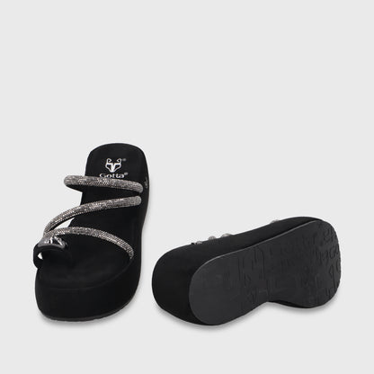 Sandalia Plataforma Negra Mujer 45826