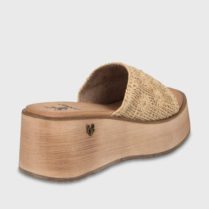 Sandalia Plataforma Beige Mujer 45843