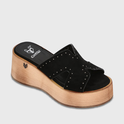 Sandalia Plataforma Negra Mujer Gala