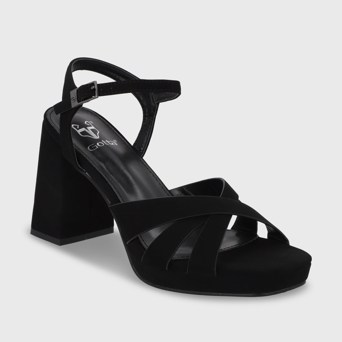 Sandalia Taco Negra Mujer 45902