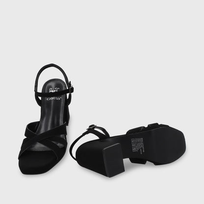 Sandalia Taco Negra Mujer 45902