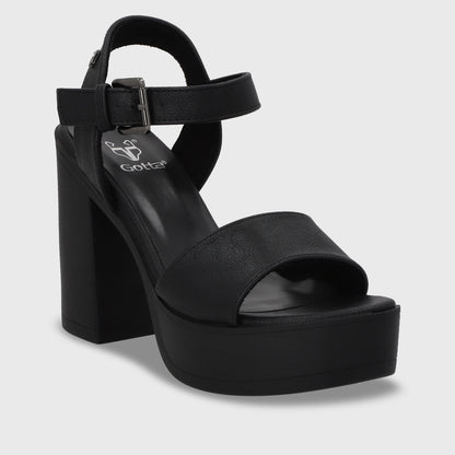 Sandalia Plataforma Negro Mujer 45961