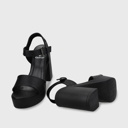 Sandalia Plataforma Negro Mujer 45961