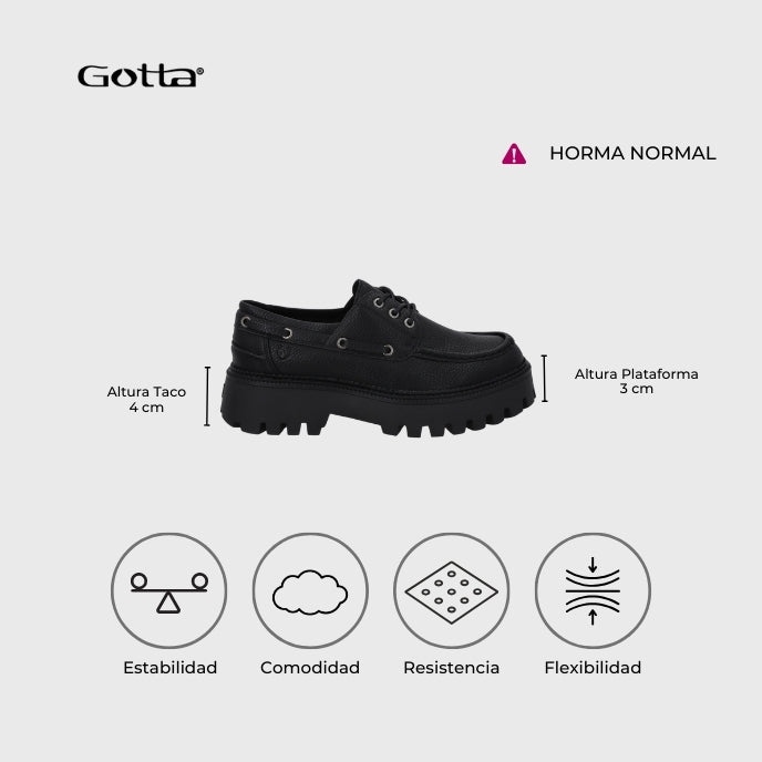 Zapato Plataforma Negro Mujer 46302