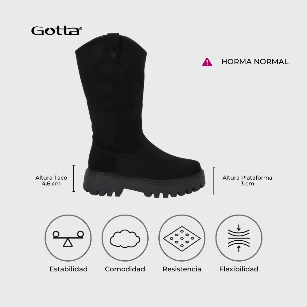 Bota Plataforma Negra Mujer 46304