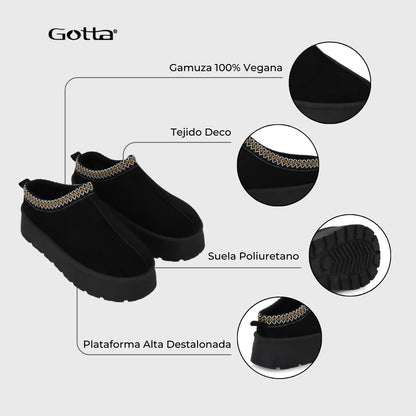 Pantufla Plataforma Negra Mujer 48112