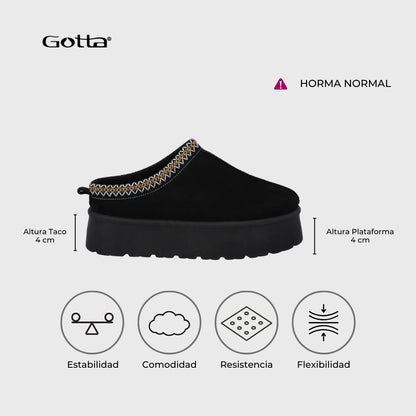Pantufla Plataforma Negra Mujer 48112