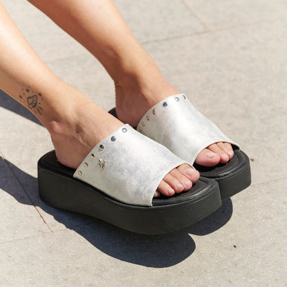 Sandalia Plataforma Plateado Mujer 53730