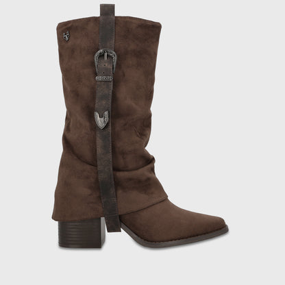 Bota Taco Café Nobuck Mujer 5378453