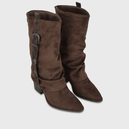 Bota Taco Café Nobuck Mujer 5378453