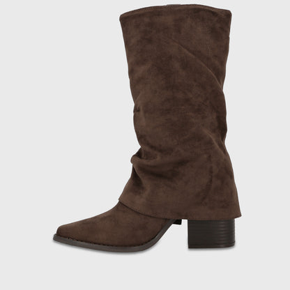 Bota Taco Café Nobuck Mujer 5378453