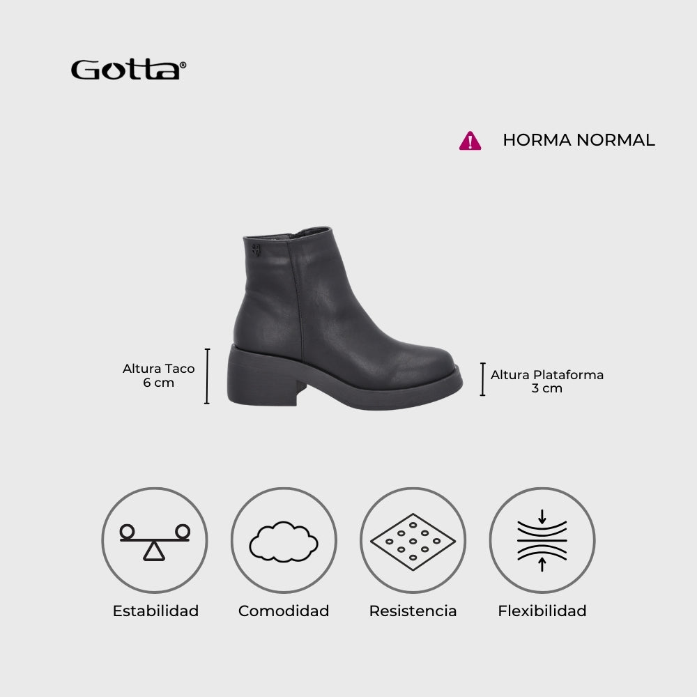 Botin Taco Negro Mujer 55250