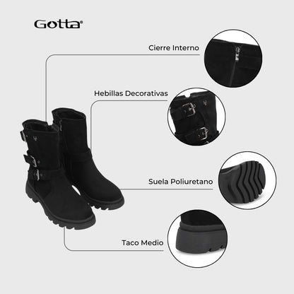 Botin Plataforma Negro Mujer 55280