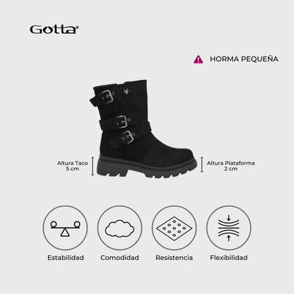 Botin Plataforma Negro Mujer 55280