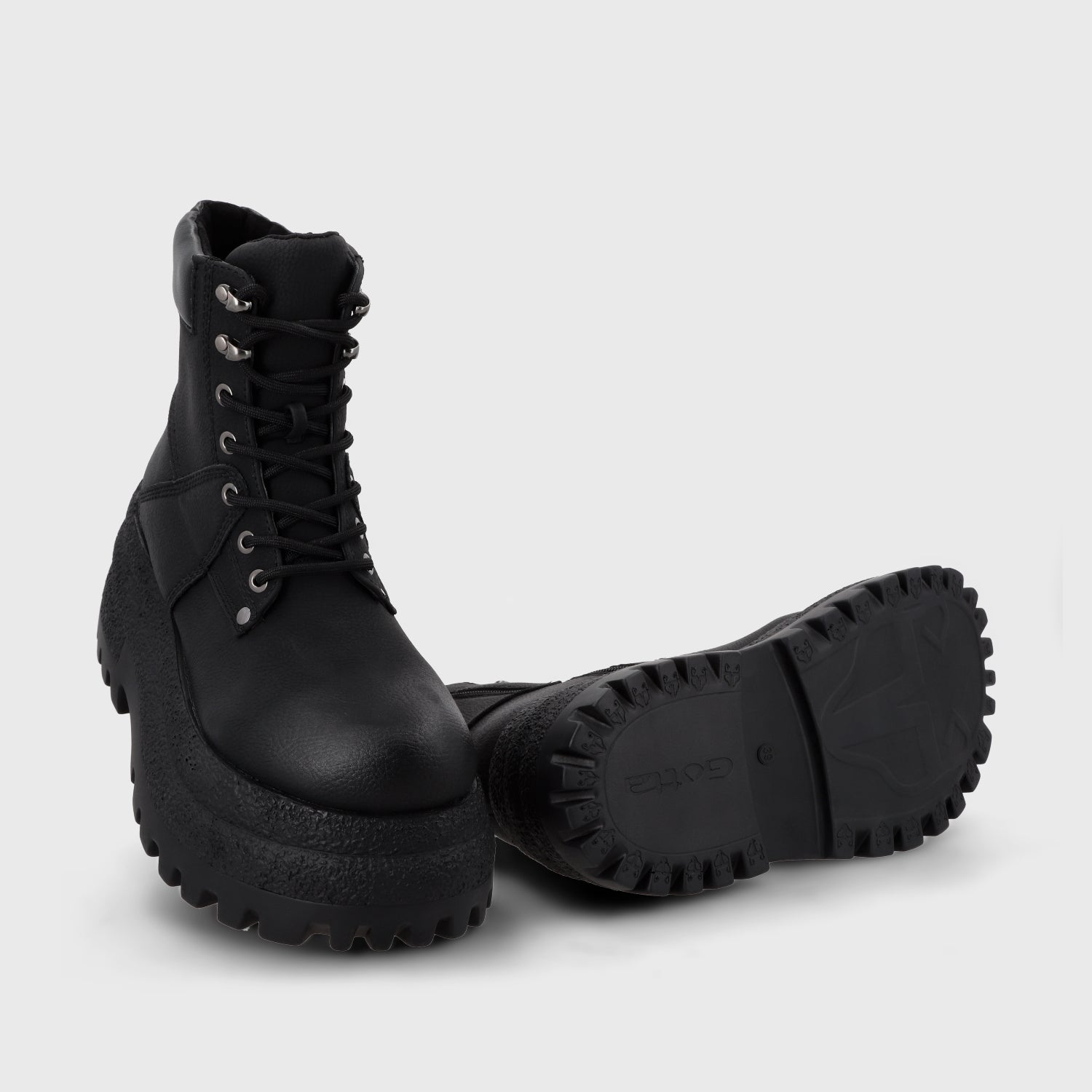 Botin Plataforma Negro Mujer 55290