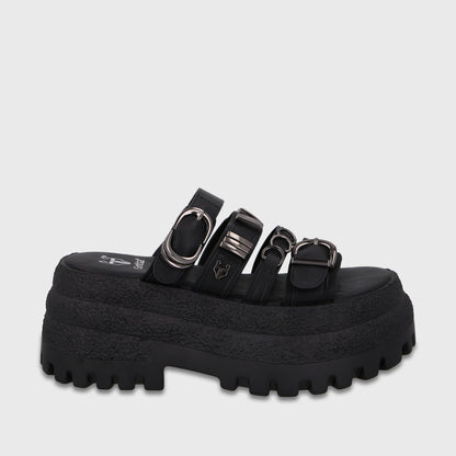 Sandalia Plataforma Negra Mujer 55294