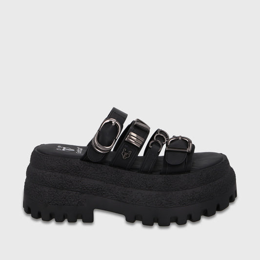 Sandalia Plataforma Negra Mujer 55294