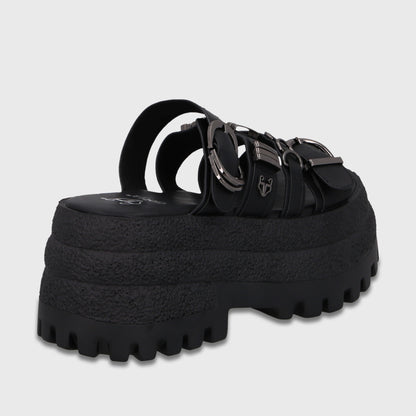 Sandalia Plataforma Negra Mujer 55294