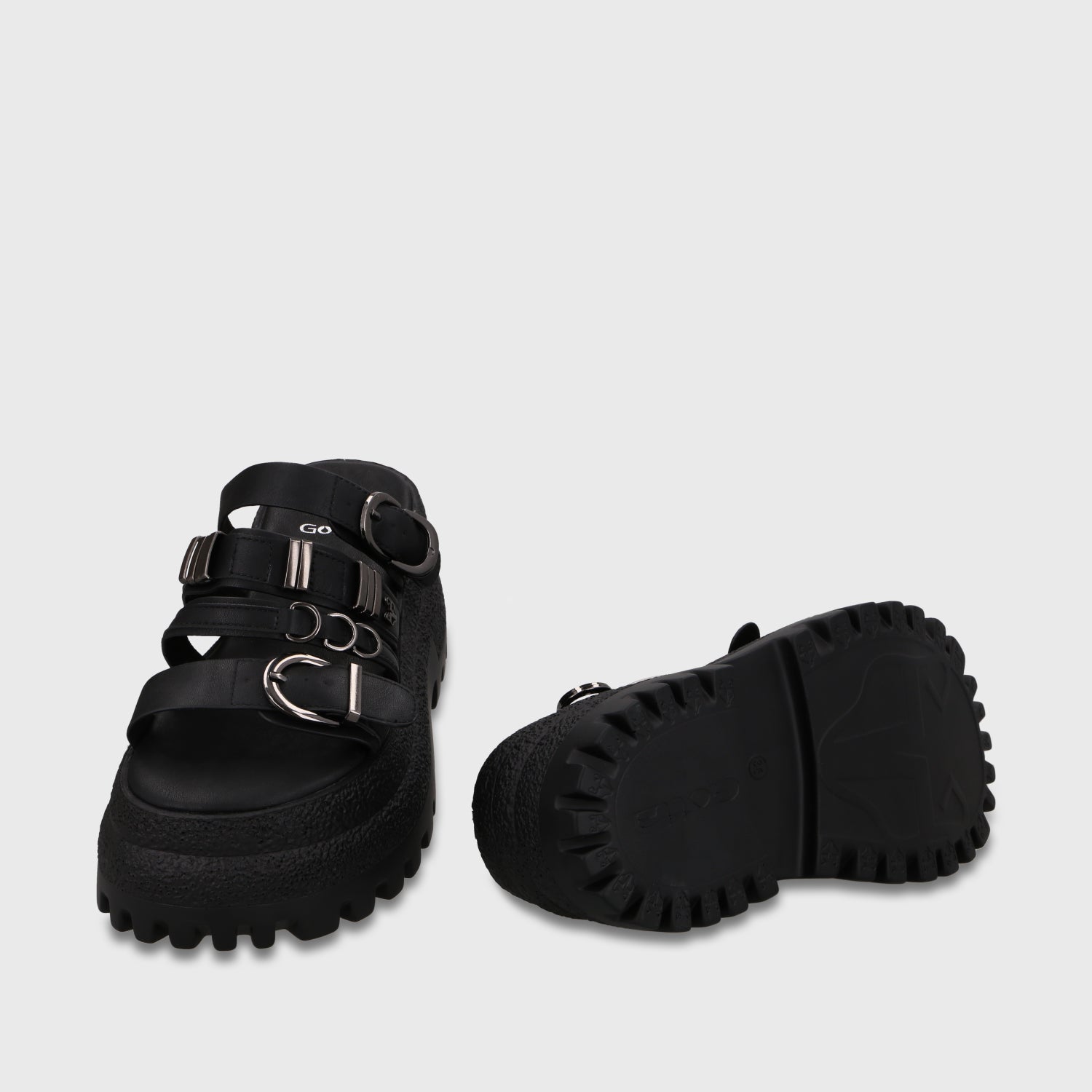 Sandalia Plataforma Negra Mujer 55294