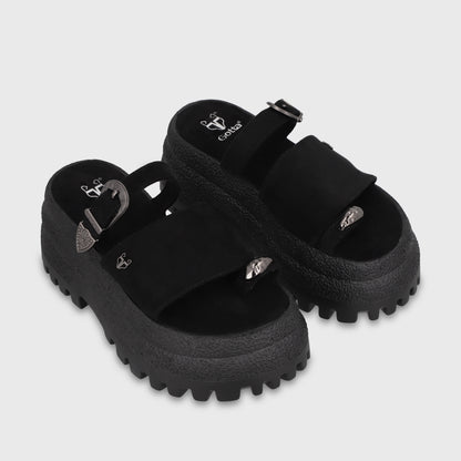 Sandalia Plataforma Negra Mujer 55295