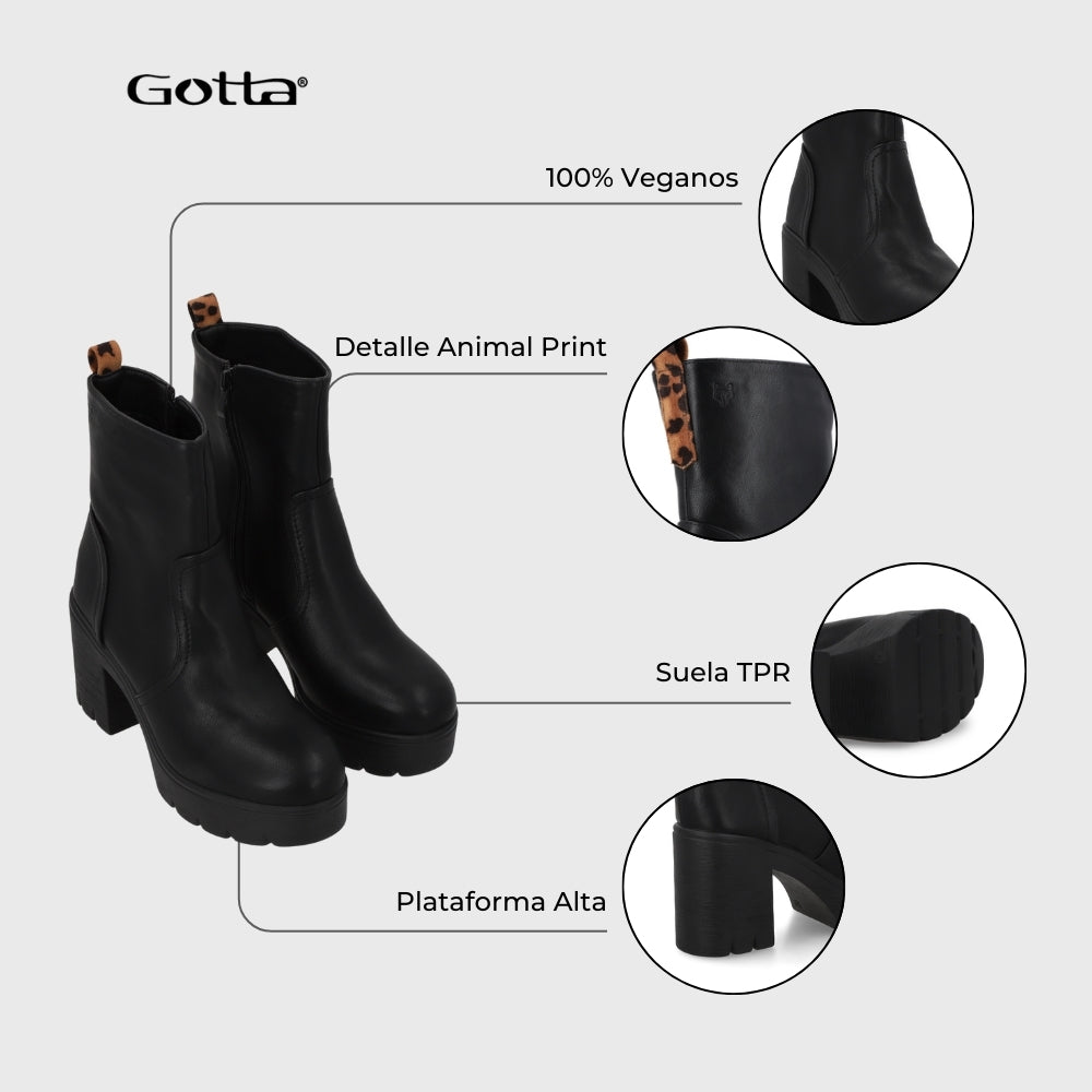 Botin Taco Negro Mujer 55310