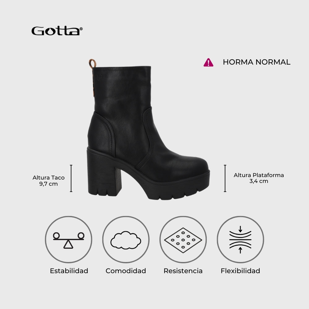 Botin Taco Negro Mujer 55310