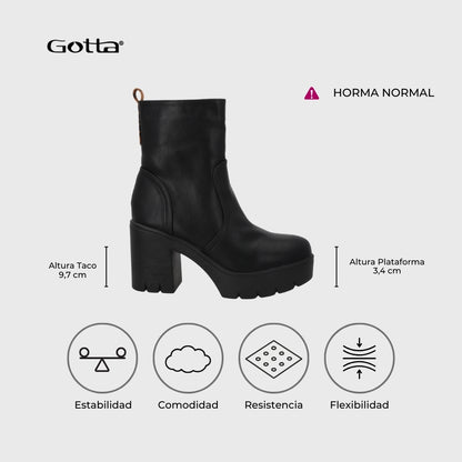 Botin Taco Negro Mujer 55310