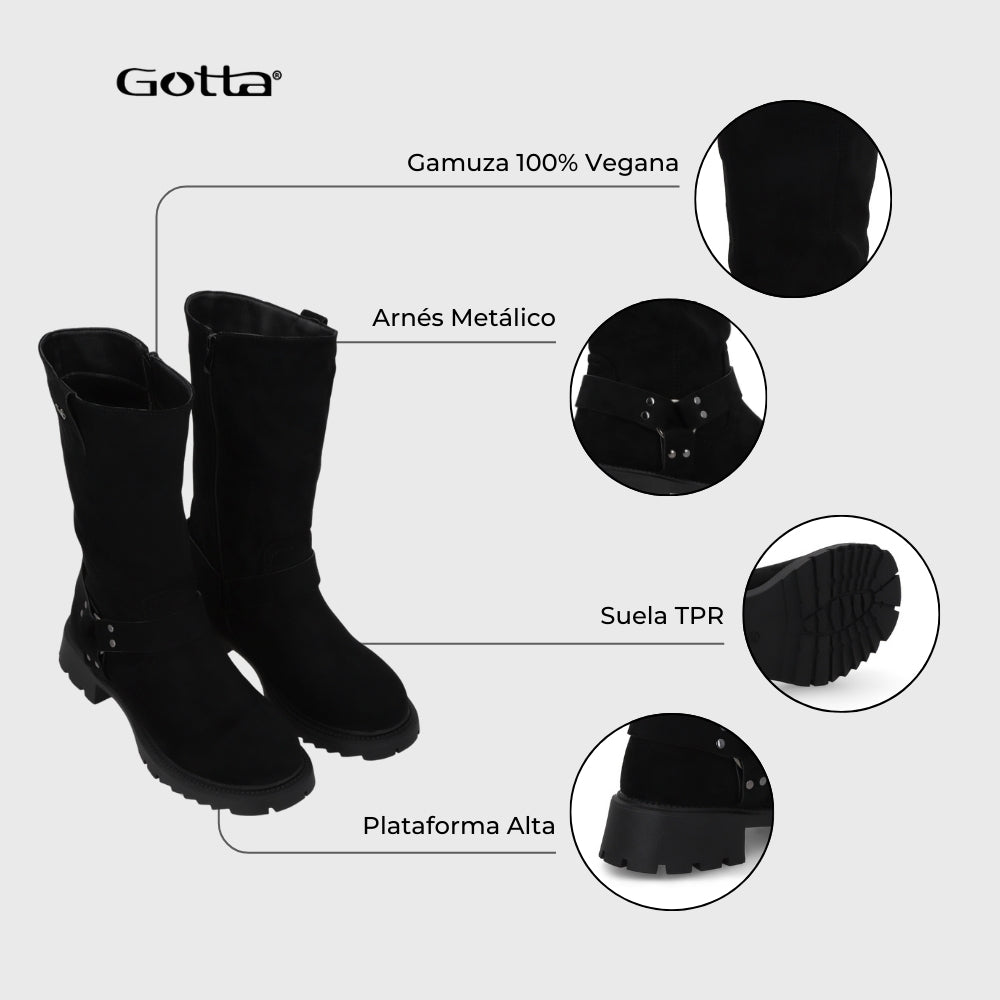 Bota Taco Negra Mujer 55331