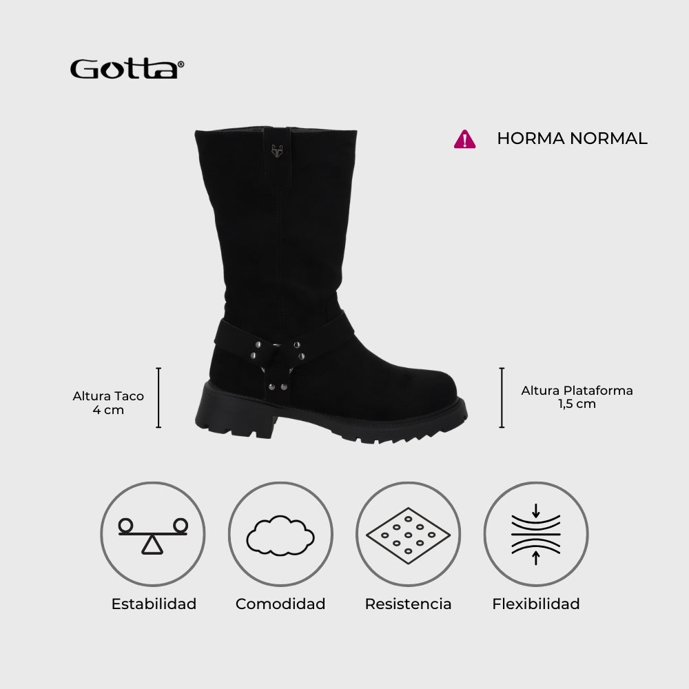 Bota Taco Negra Mujer 55331