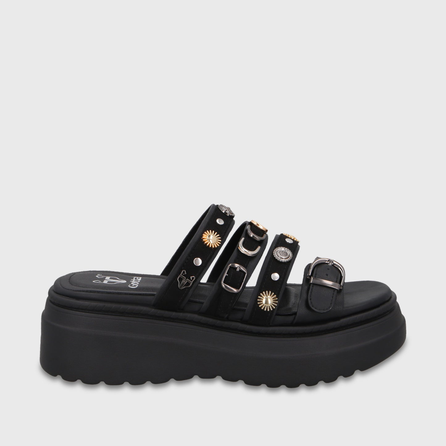 Sandalia Plataforma Negra Mujer 55924